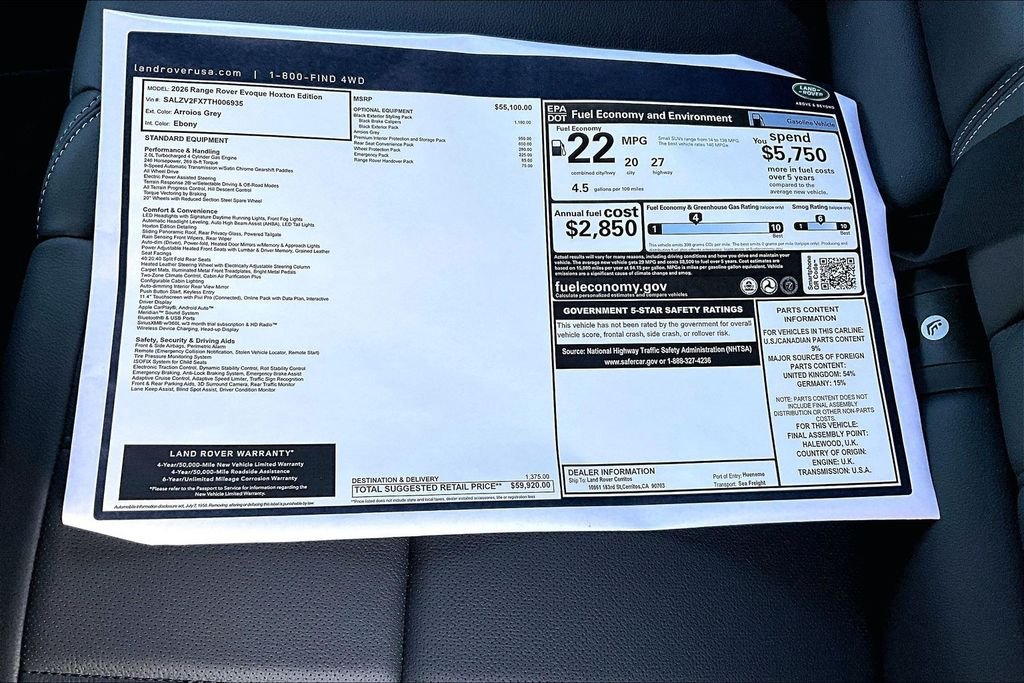 New 2026 ARROIOS GREY Land Rover Hoxton Edition image 14