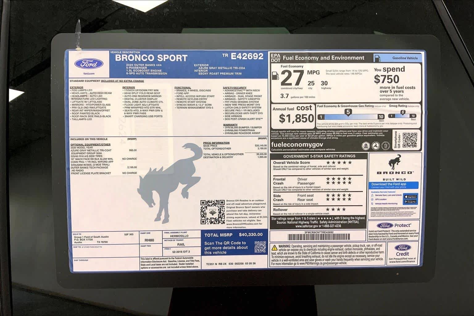 New 2026 Azure Gray Metallic Tri-Coat Ford Outer Banks® image 21