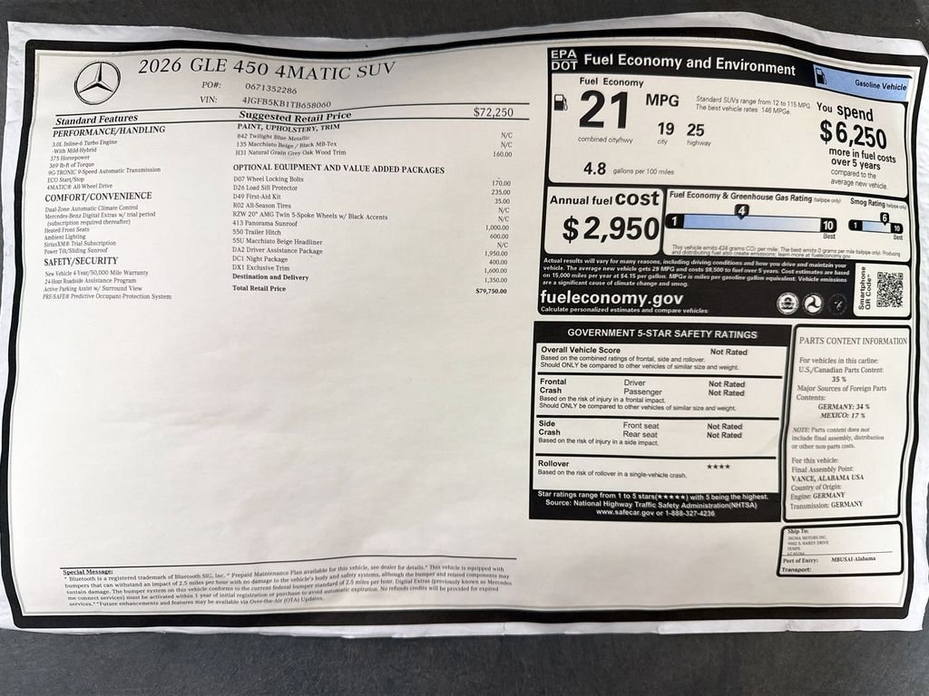 New 2026 Twilight Blue Metallic Mercedes-Benz GLE 450 image 9