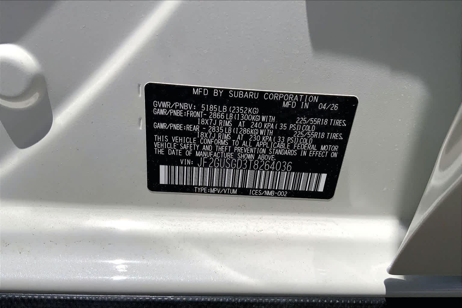 New 2026 CRYSTAL WHITE PEARL Subaru Sport Hybrid image 19