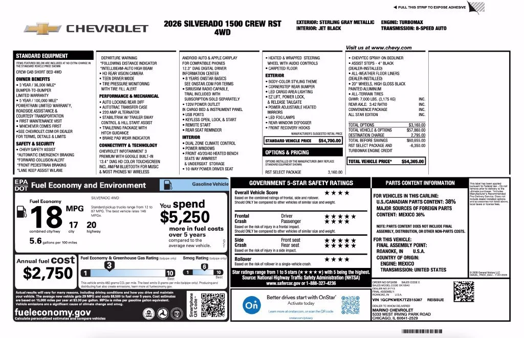 New 2026 Sterling Gray Metallic Chevrolet RST image 2