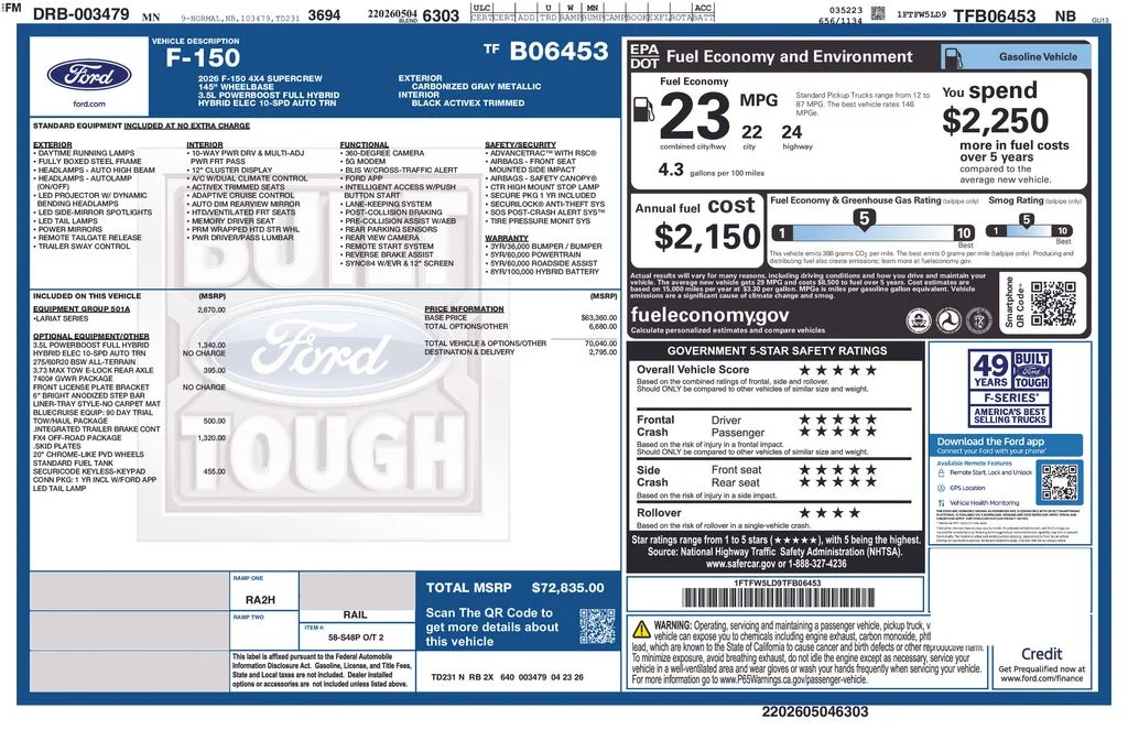 New 2026 Carbonized Gray Metallic Ford Lariat® image 5