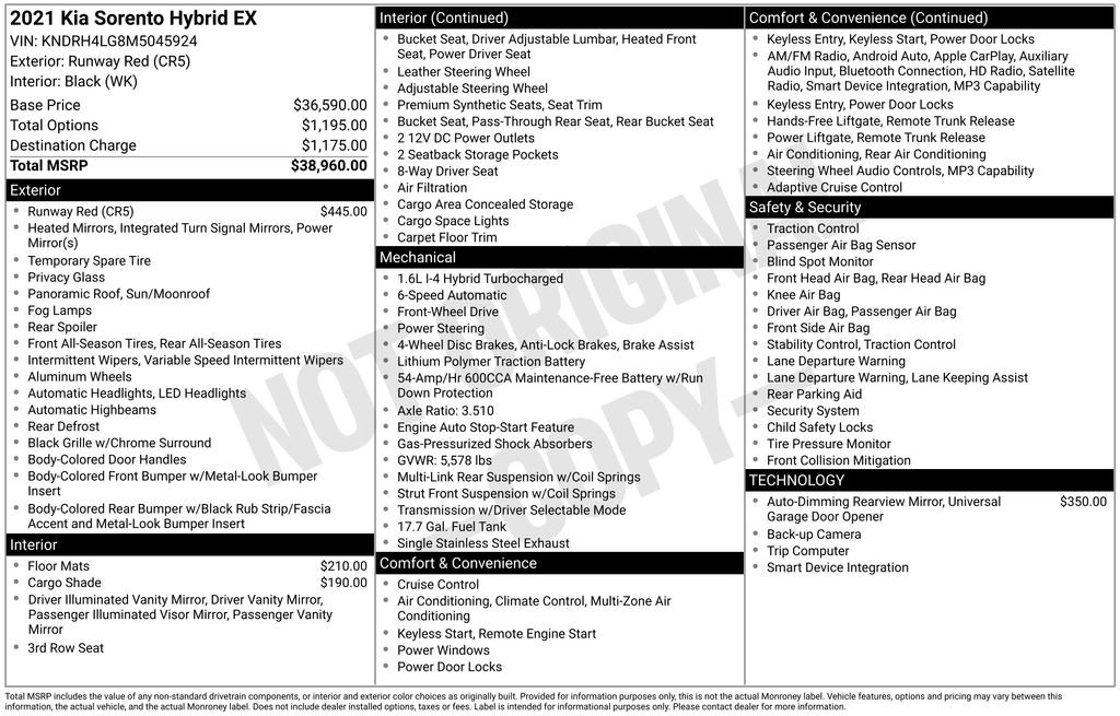 Used 2021 Red Kia EX image 2