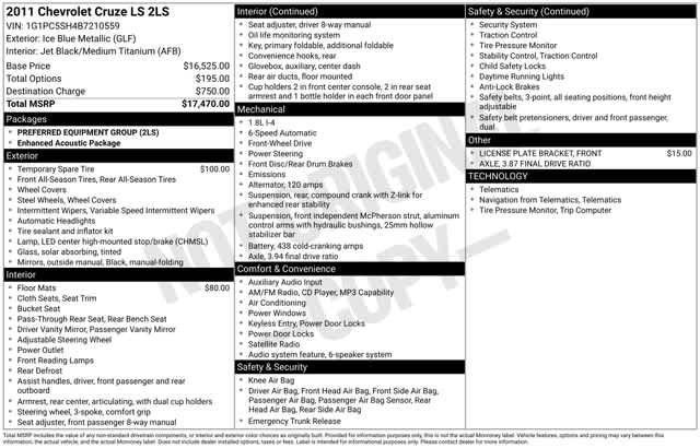 Certified Used 2011 ICE BLUE METALLIC Chevrolet LS image 32