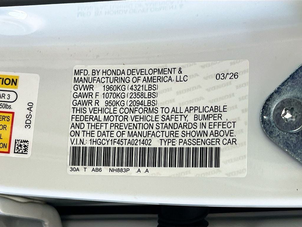 New 2026 Platinum White Pearl Honda SE image 20