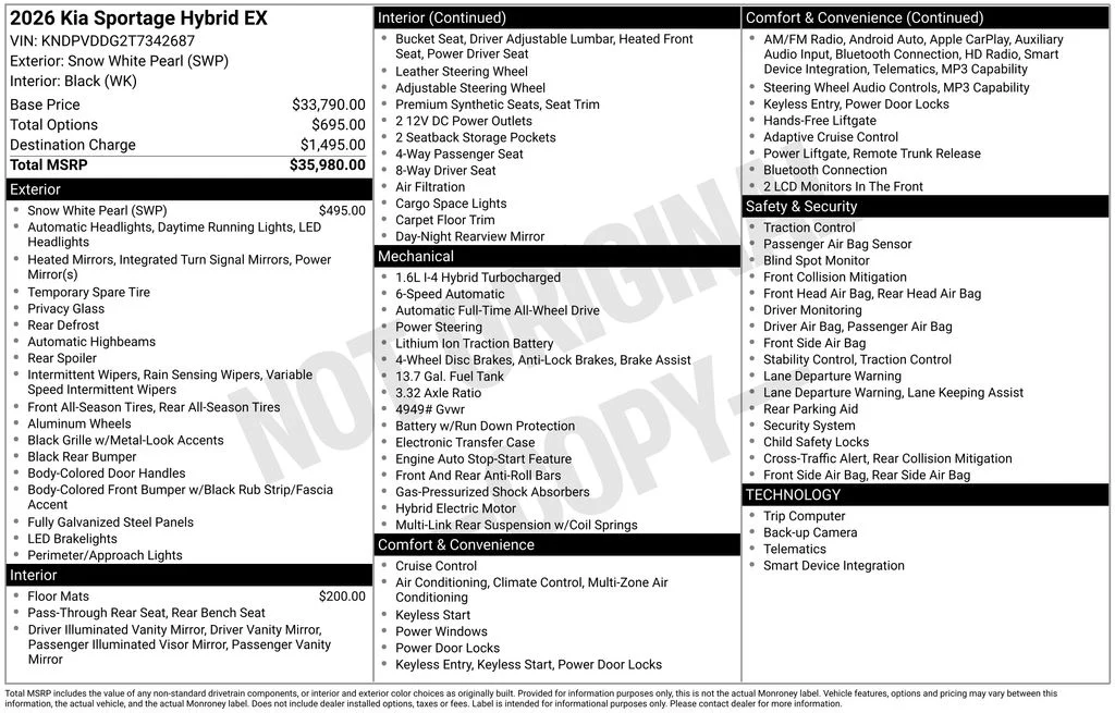 New 2026 White Kia EX image 6