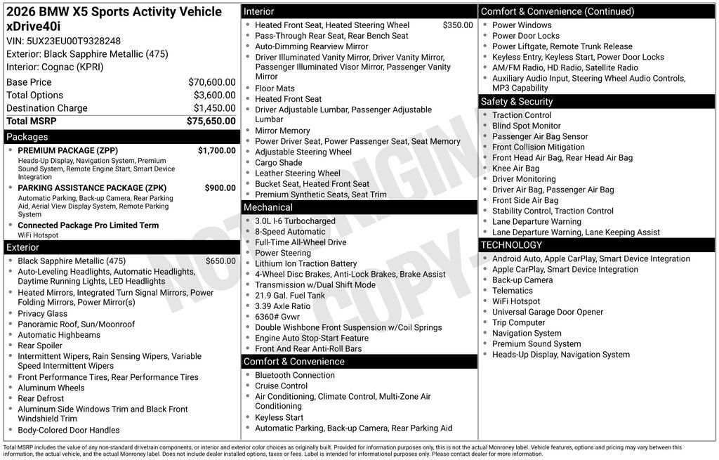 New 2026 Black Sapphire Metallic BMW xDrive40i image 29