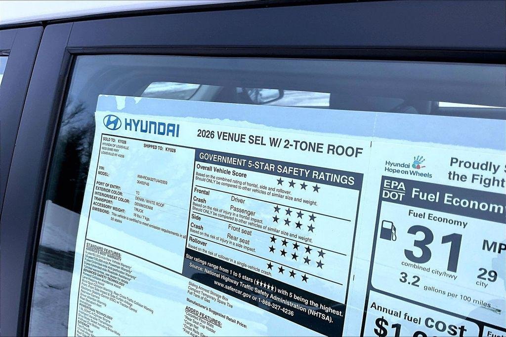 New 2026 Denim w/White Roof Hyundai SEL image 14