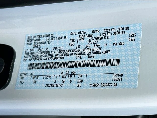 New 2026 White Metallic Ford Lariat image 21