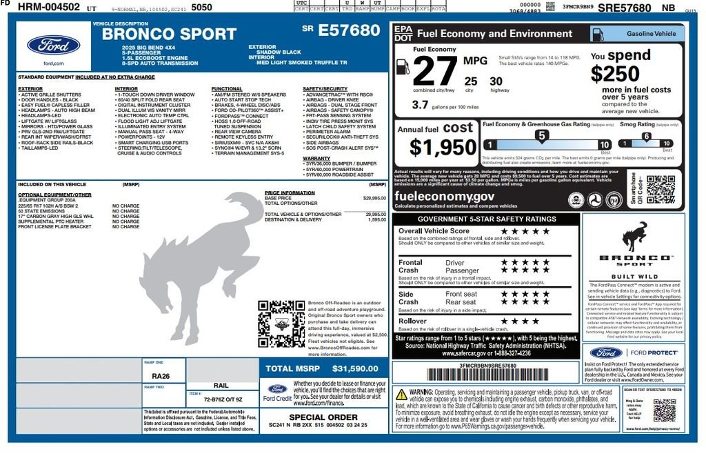 Certified Used 2025 Black Ford Big Bend image 2