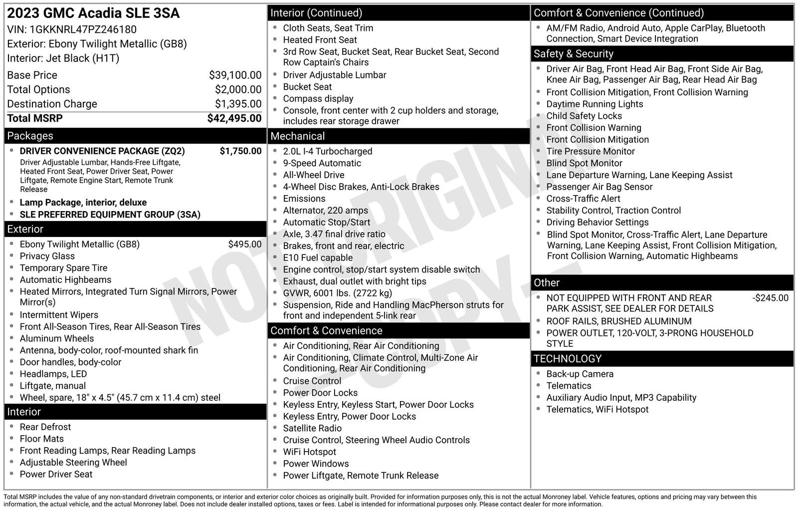 Used 2023 GMC Acadia SLE with VIN 1GKKNRL47PZ246180 for sale in Baxter, Minnesota