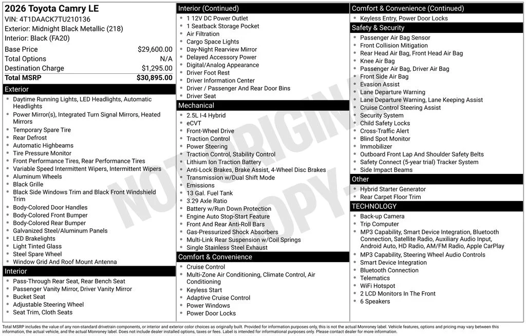 Used 2026 Black Toyota LE image 17