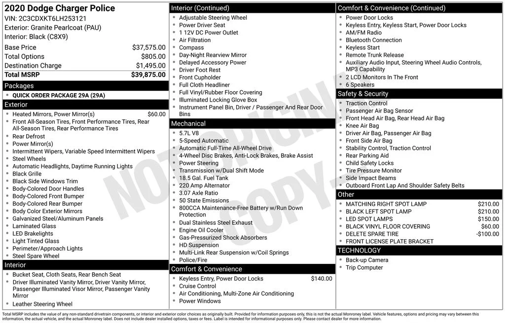 Used 2020 Gray Dodge Police image 6