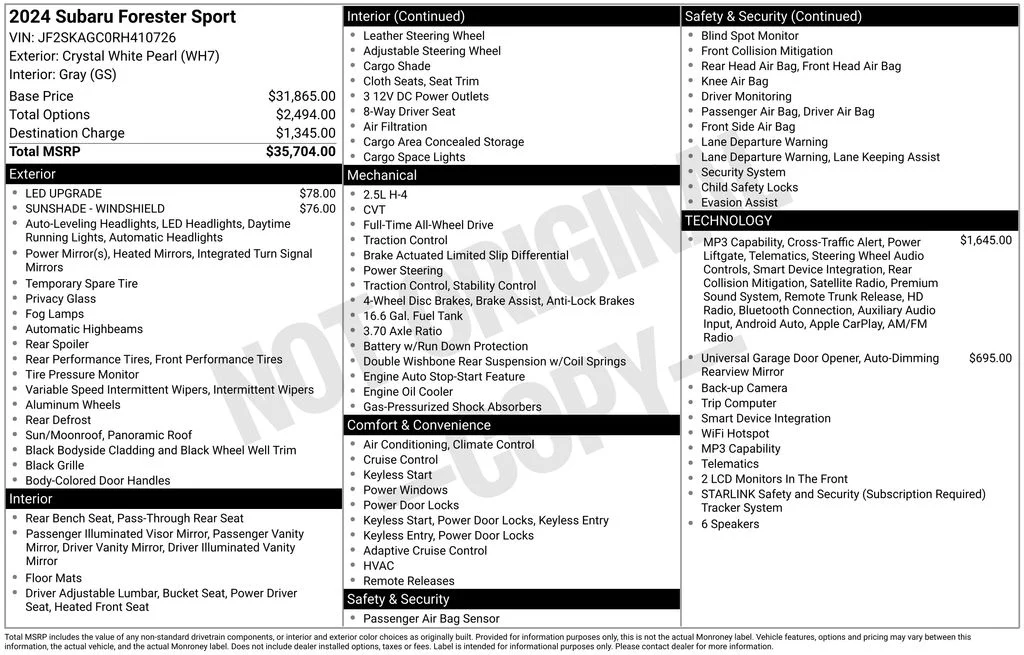 Used 2024 White Subaru Sport image 44