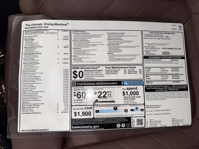 New 2026 Black Sapphire Metallic BMW xDrive50e image 26