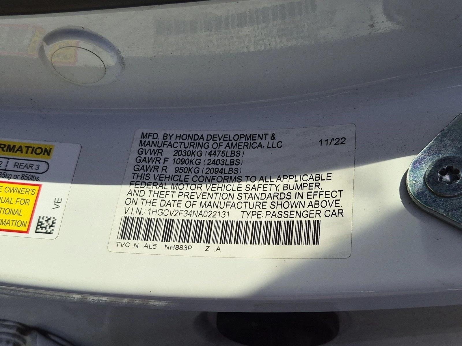 Used 2022 White Honda Sport image 16