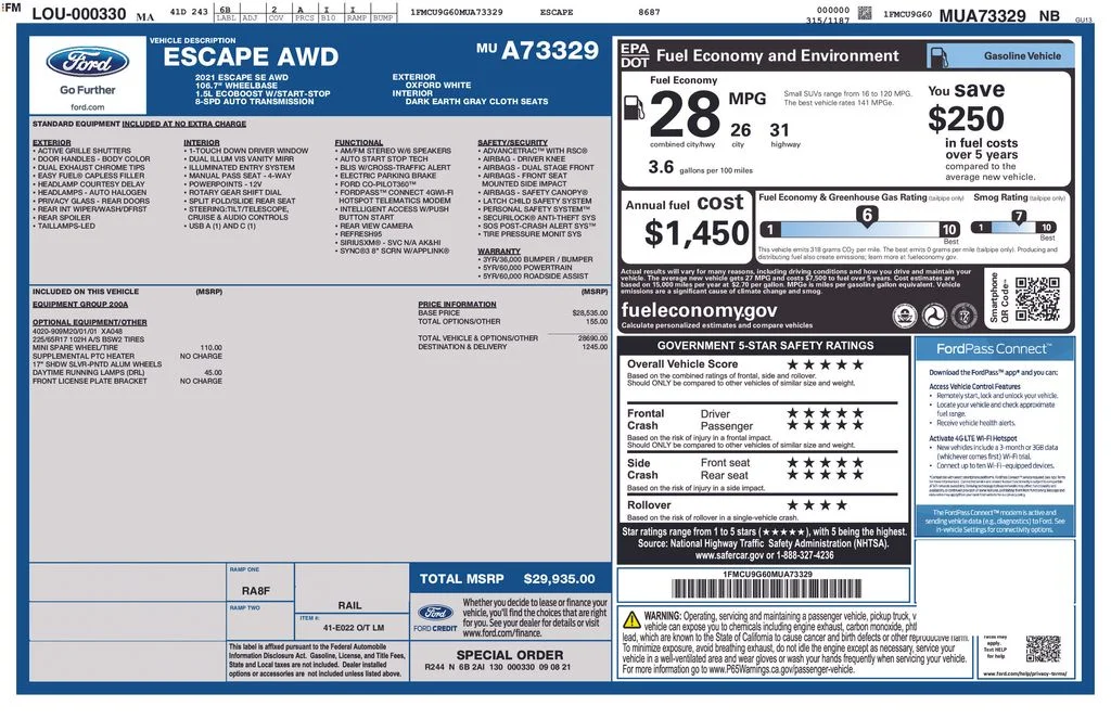Used 2021 White Ford SE image 16