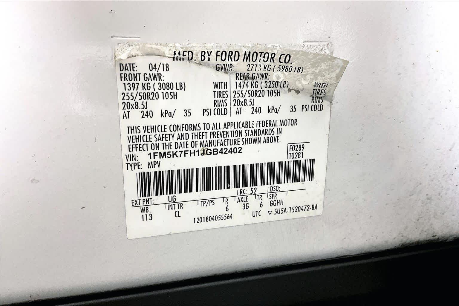 Used 2018 White Platinum Metallic Tri-Coat Ford Limited image 32