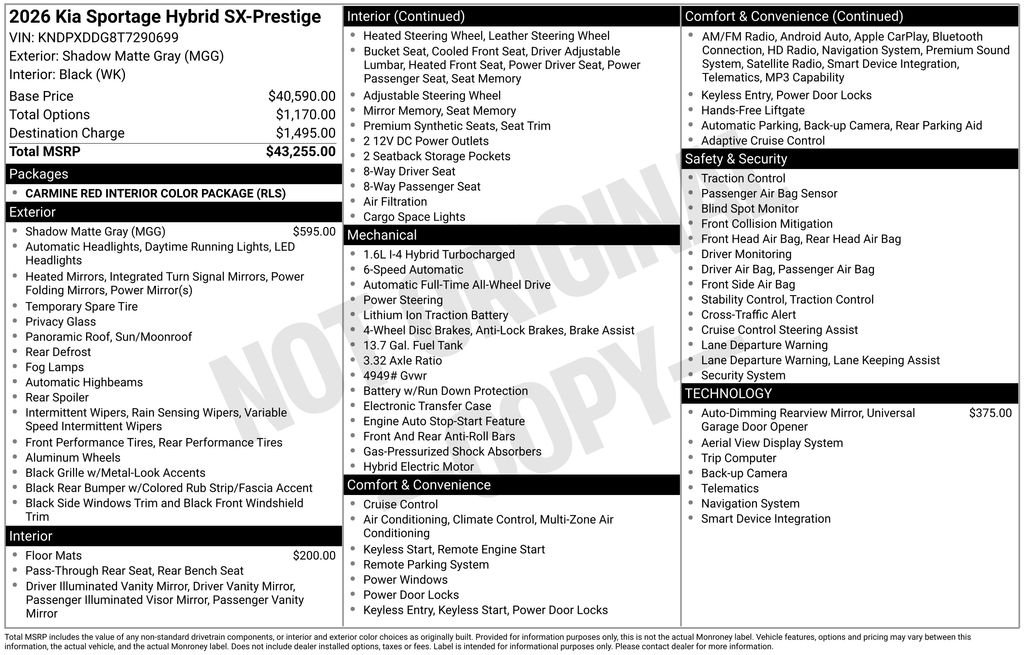 New 2026 Shadow Matte Gray Kia SX Prestige image 32