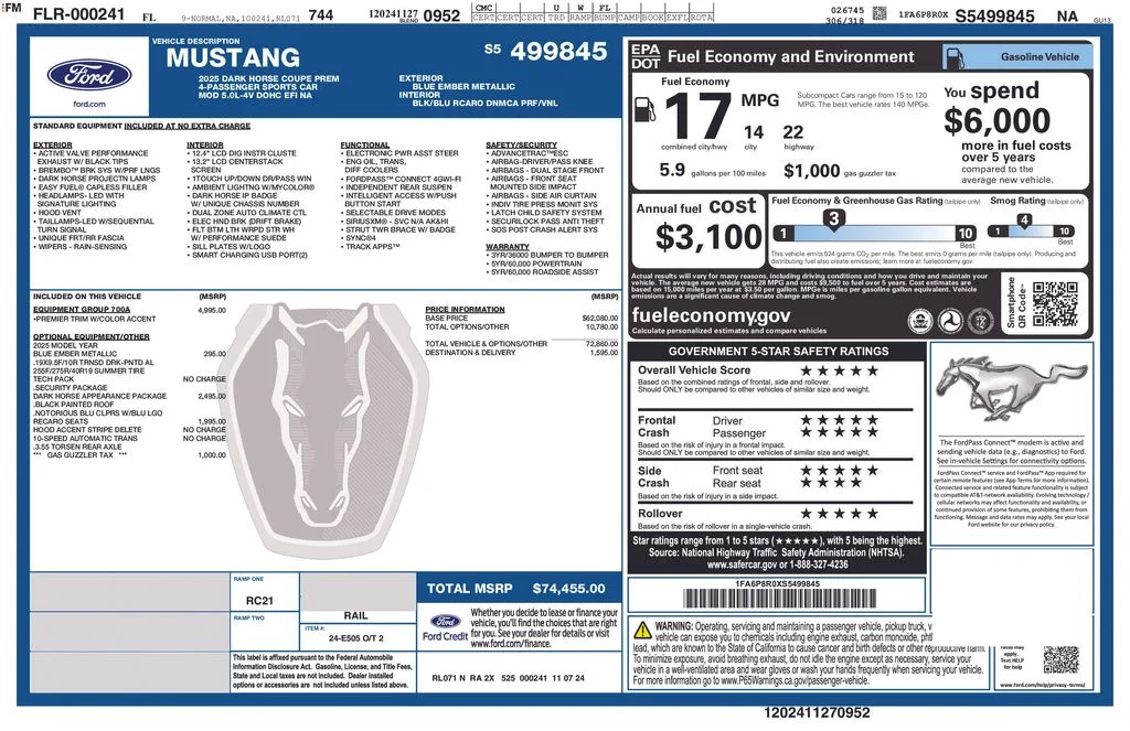 Used 2025 Blue Ford Dark Horse image 9