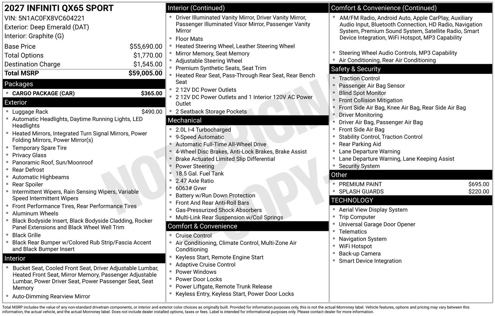 New 2027 DEEP EMERALD INFINITI Sport AWD image 10