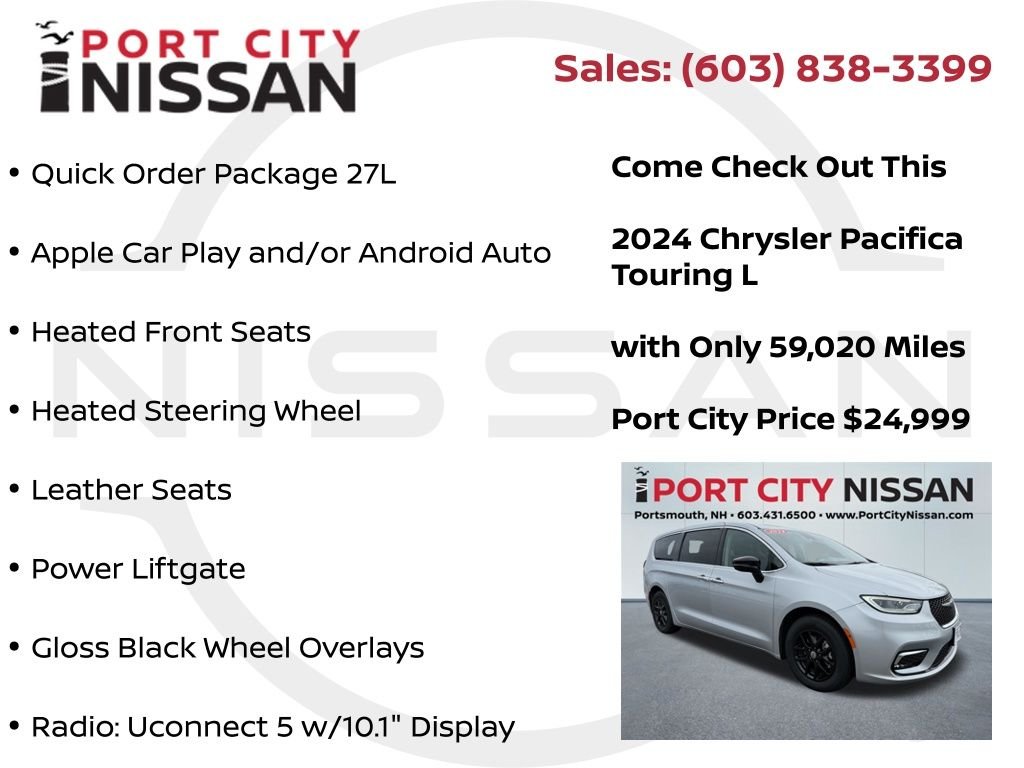 Used 2024 Silver Mist Clearcoat Chrysler Touring L w/heated leather seats image 8
