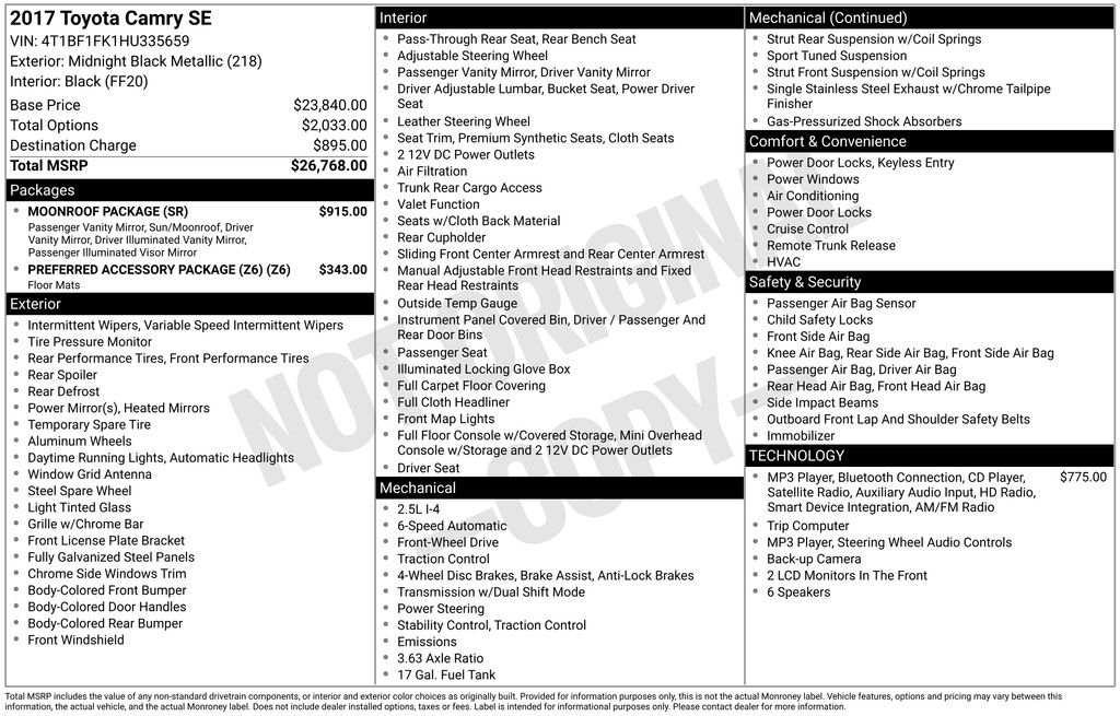Used 2017 Midnight Black Metallic Toyota SE image 4