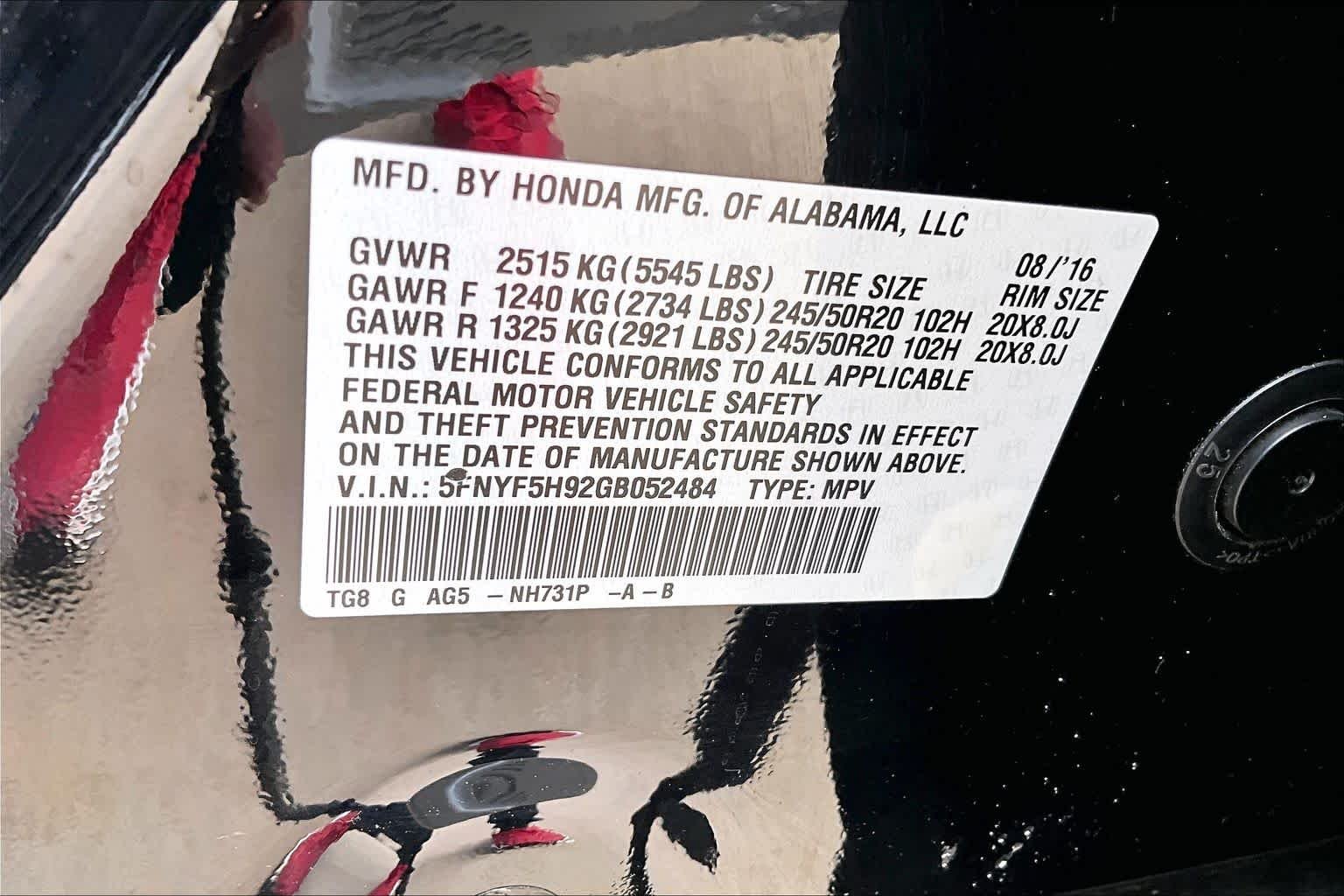 Used 2016 Crystal Black Pearl Honda Touring image 36