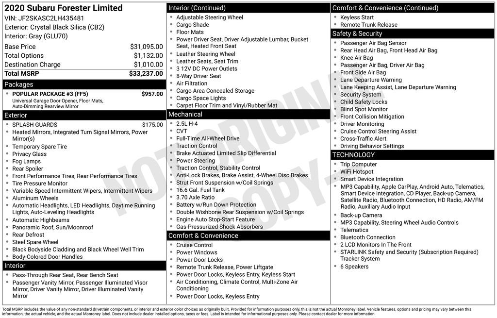 Used 2020 Black Subaru Limited image 9