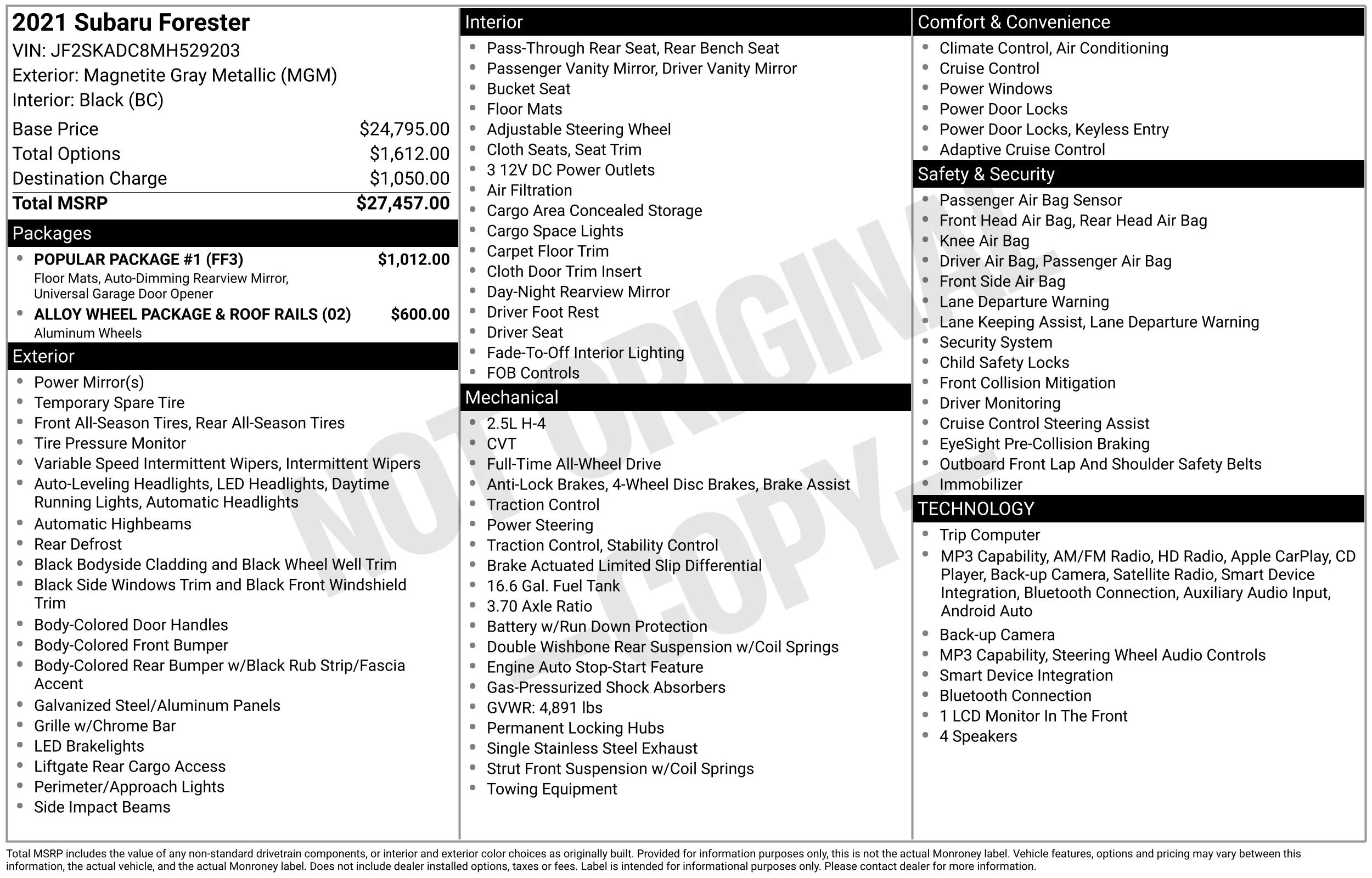 Used 2021 Gray Subaru Base image 2