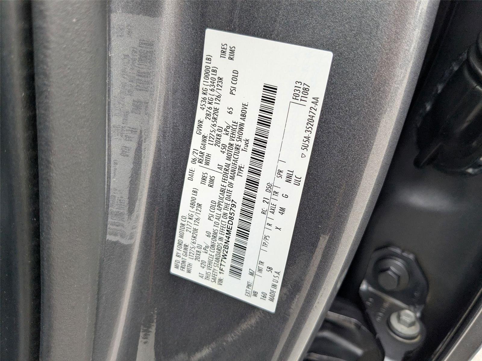 Used 2021 Carbonized Gray Metallic Ford LARIAT image 35