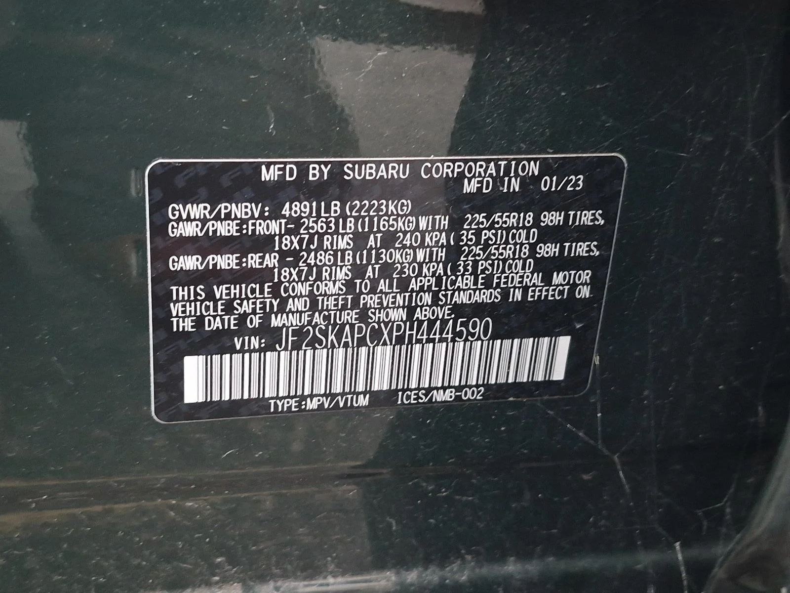 Used 2023 Cascade Green Silica Subaru Limited image 15