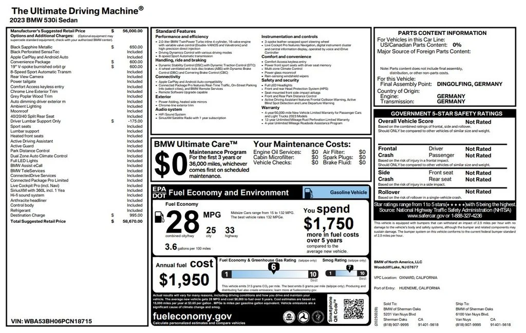 Certified Used 2023 Black BMW 530i image 2