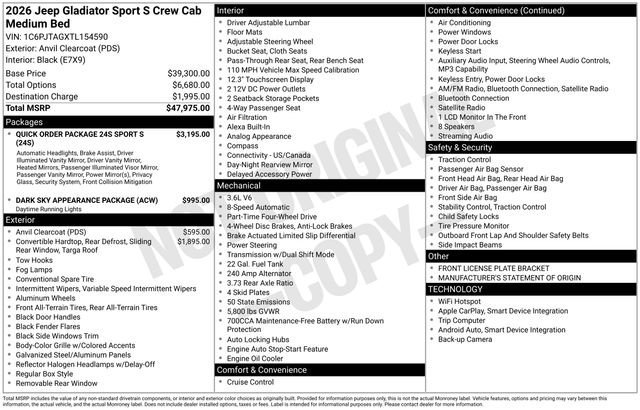New 2026 Anvil Clearcoat Jeep Sport S image 30