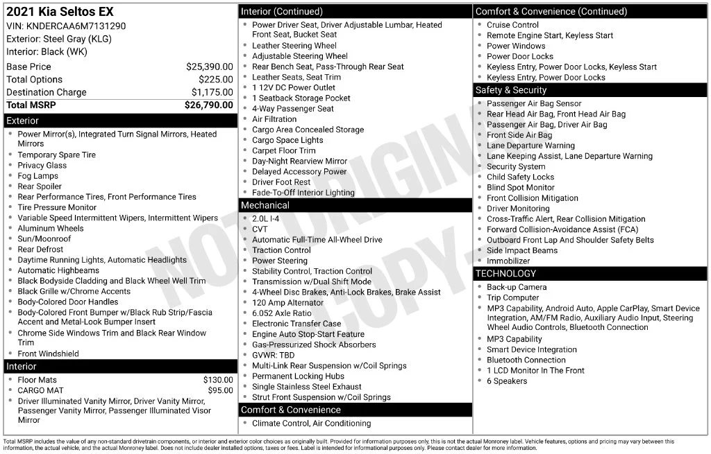 Used 2021 Kia Seltos EX with VIN KNDERCAA6M7131290 for sale in Redlands, CA