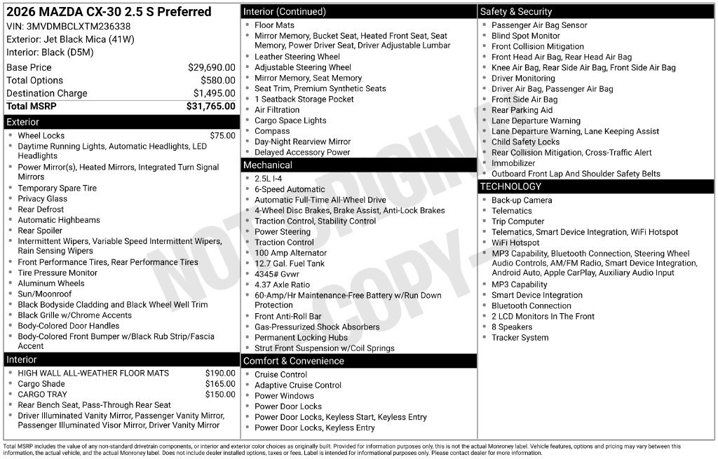 New 2026 Jet Black Mica Mazda 2.5 S Preferred AWD image 3