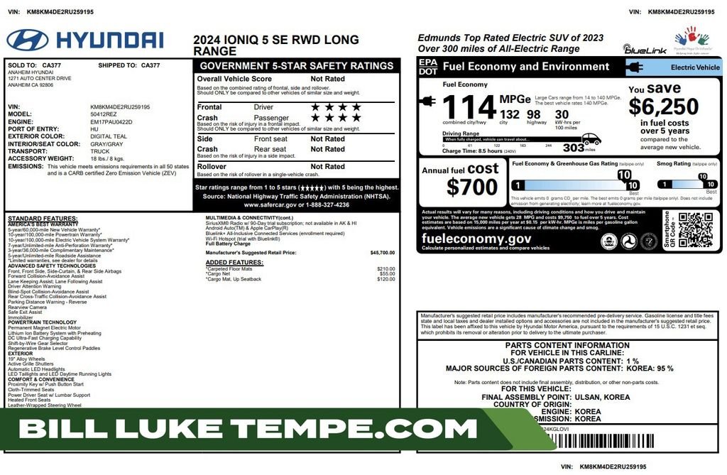 Used 2024 Teal Hyundai SE image 1
