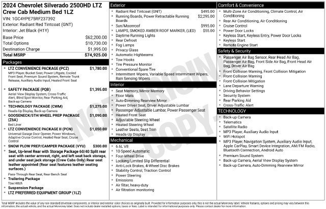 Used 2024 Radiant Red Tintcoat Chevrolet LTZ image 37