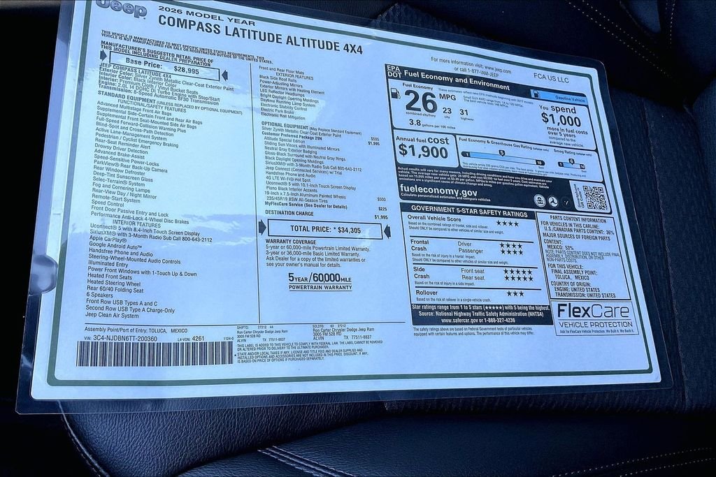 New 2026 Jeep Compass Latitude 4D Sport Utility