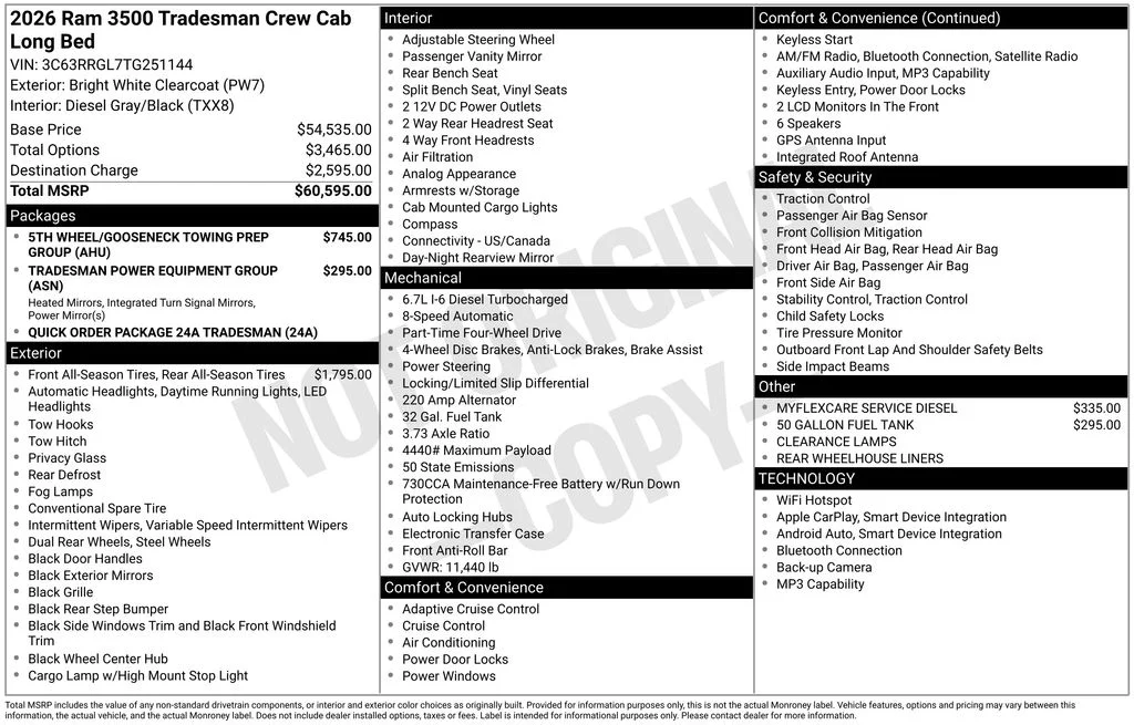 New 2026 Bright White Clear-Coat Exterior Paint RAM Tradesman image 6