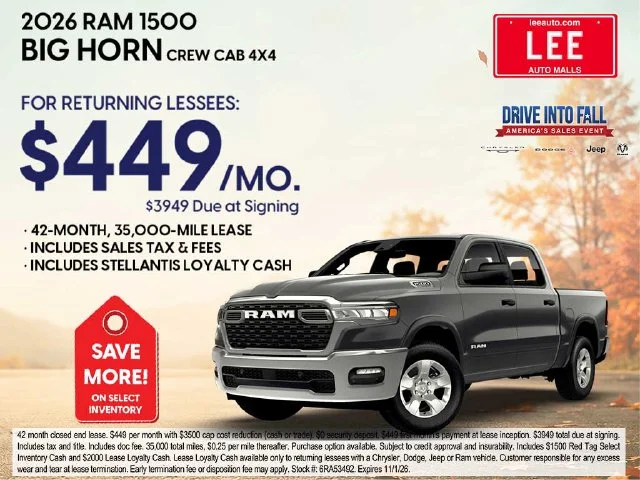 New 2026 Blue Metallic Ram BIG HORN CREW CAB 4X4 5