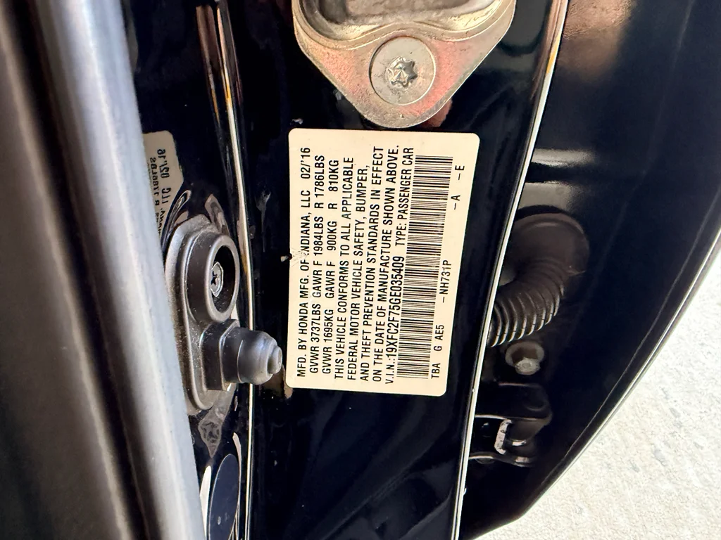 Used 2016 Crystal Black Pearl Honda EX image 30