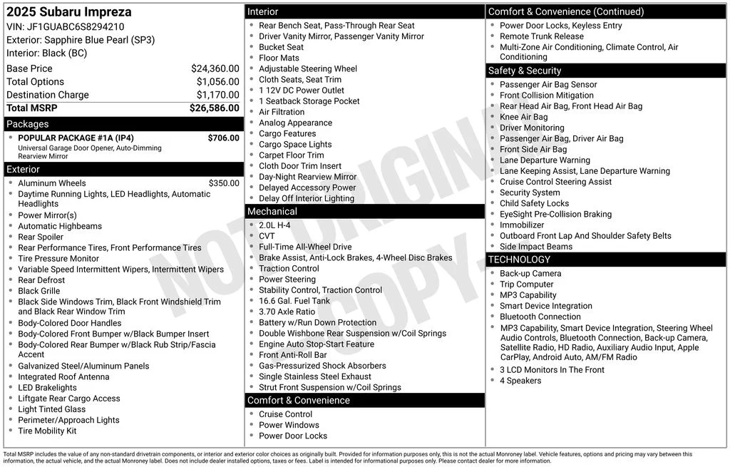 Certified Used 2025 Blue Subaru Base image 2