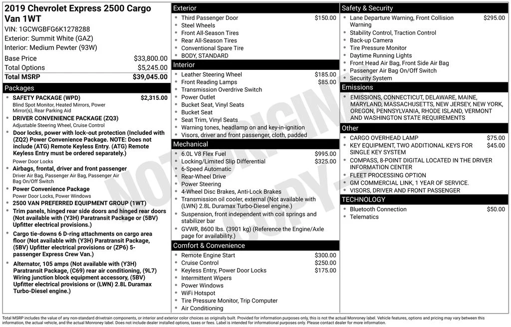 Used 2019 White Chevrolet Work Van image 17