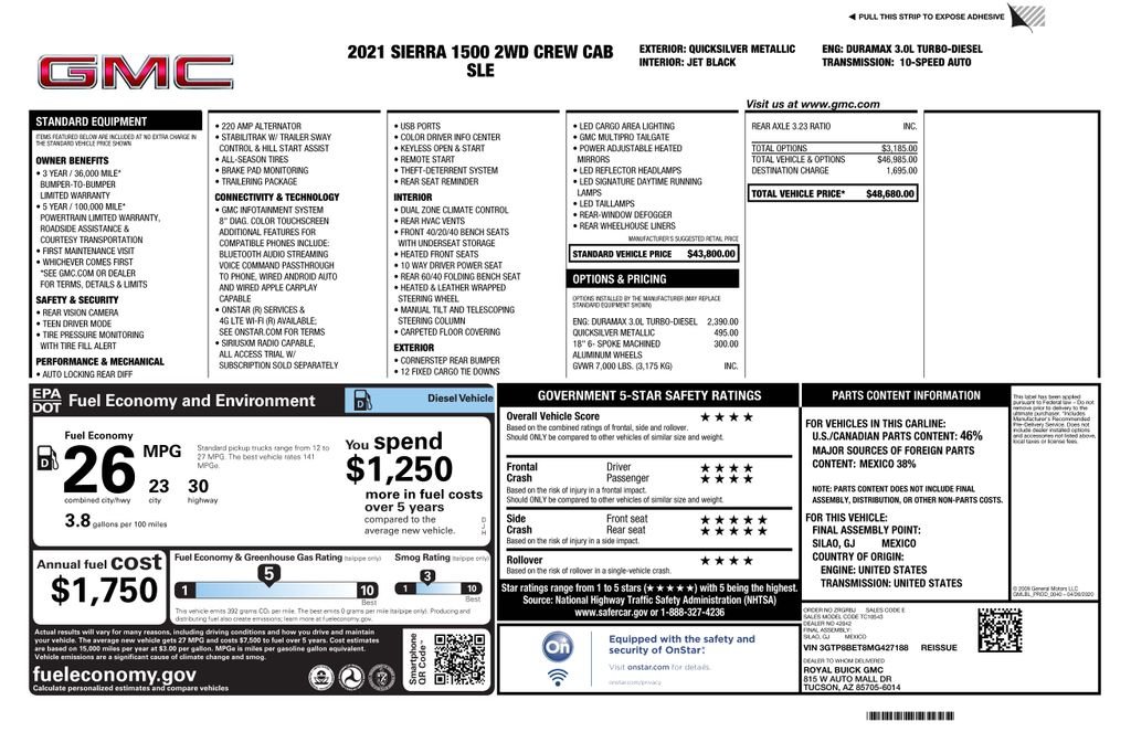 Used 2021 Silver GMC SLE image 4