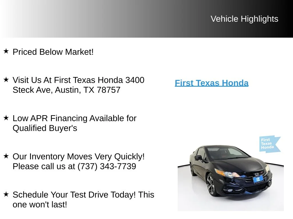 Used 2015 Crystal Black Pearl Honda Si image 9