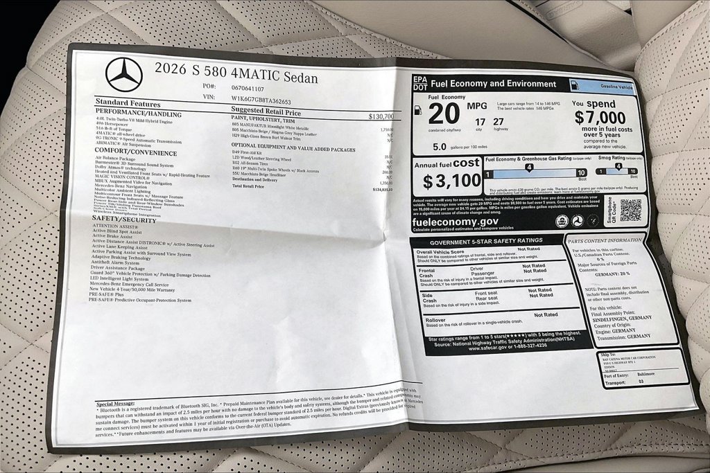 New 2026 MANUFAKTUR Moonlight White Metallic Mercedes-Benz S 580 image 13