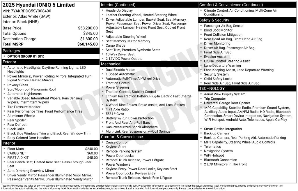 Used 2025 Hyundai IONIQ 5 Limited with VIN 7YAKRDDC5SY008490 for sale in Highland Park, IL