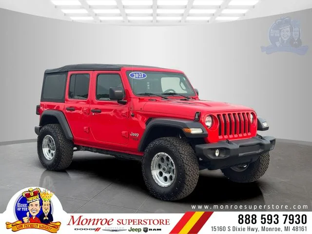 Used 2021 Red Jeep Unlimited Sport S image 1
