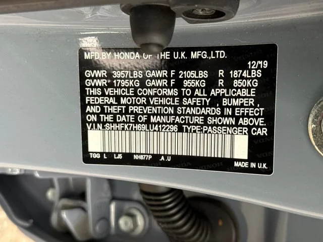 Used 2020 Sonic Gray Pearl Honda EX image 17